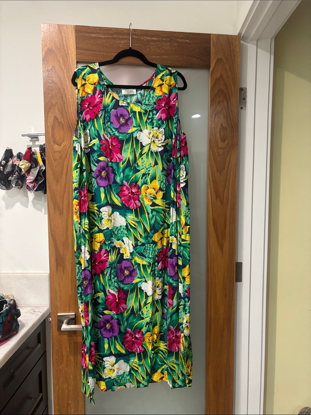 Vintage 90s Teddi Tropical Floral Maxi Dress
